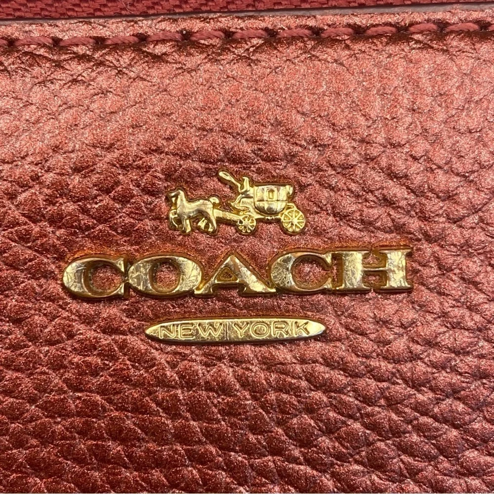 Coach Pebble Leather Accordion Zip around Wallet
